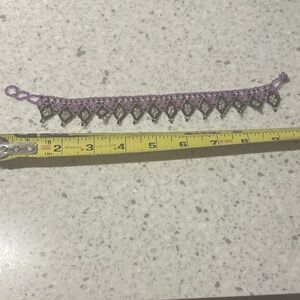 Elegant Purple and Silver Women's Anklet